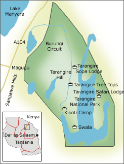 Map of Tanrangire National Park